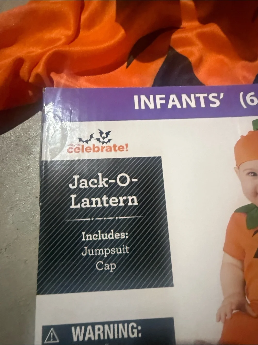 Infants' Orange Pumpkin Halloween Costume - Jumpsuit and Cap (6-12 months)